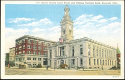 Huron County Court House and Citizens National Bank Postcard