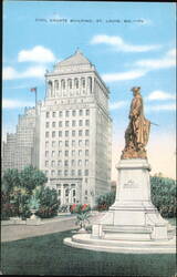 Civil Courts Building and Saint Louis Statue Postcard