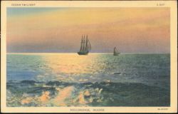 Ocean Twilight, Sailing Ships at Sea Postcard
