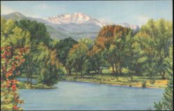 Pikes Peak from Monument Valley Park Postcard