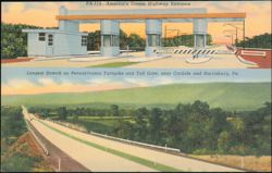 Pennsylvania Turnpike Entrance and Longest Straight Stretch Postcard