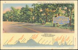 Highest Point on the Lincoln Highway, Pennsylvania Postcard