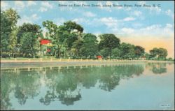 East Front Street along Neuse River, New Bern, North Carolina Postcard