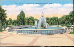 Memorial Fountain at Detroit Zoological Park Postcard