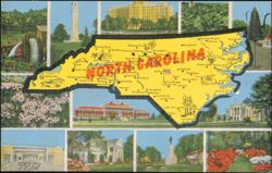 North Carolina State Map with Scenic Views Postcard