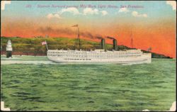 Steamer Harvard passing Mile Rock Light House Postcard