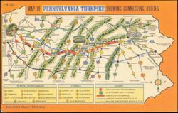 Map of Pennsylvania Turnpike Showing Connecting Routes Postcard