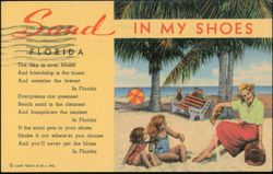 Sand in My Shoes Poem, Florida Beach Scene Postcard
