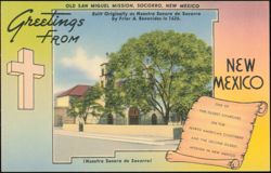 Old San Miguel Mission, Socorro, New Mexico Postcard