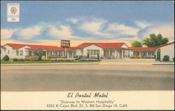 El Portal Motel, 5252 El Cajon Blvd, San Diego Postcard