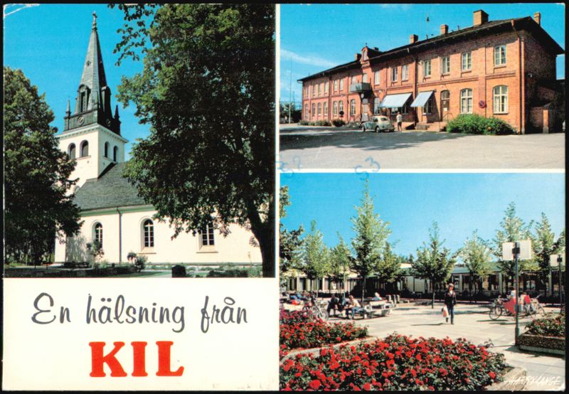 Stora Kils Kyrka, Järnvägsstation, and Kommuncentrum in Kil Sweden