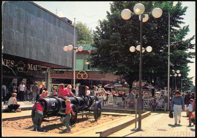 Storgatan Street Scene with H&M Store in Södertälje Sweden