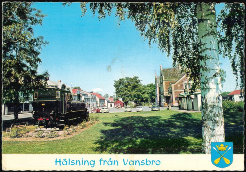 Steam Locomotive Display in Vansbro Town Center Sweden