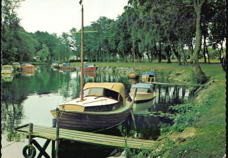 Boats Moored at a Canal in Kungsbacka, Sweden