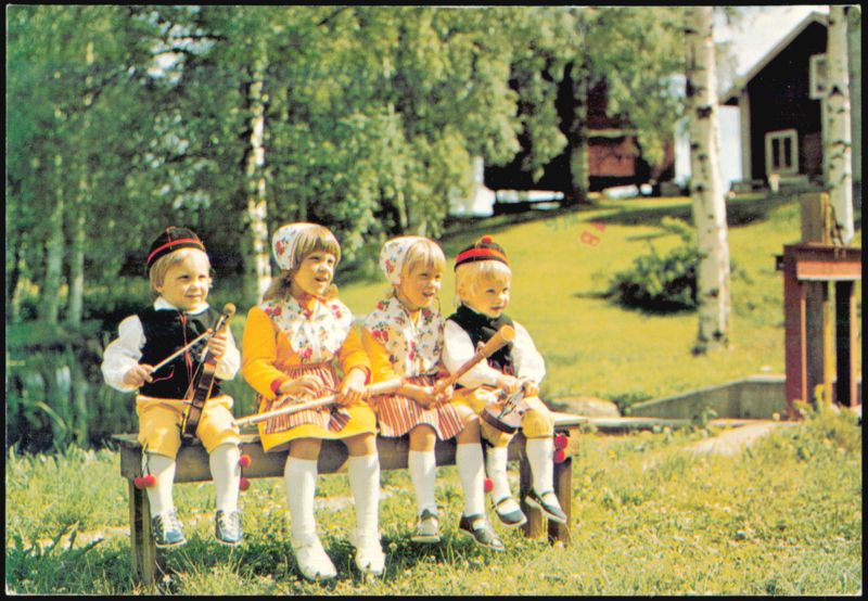 Children in Traditional Swedish Folk Costumes, Dalarna Dala-Järna Sweden