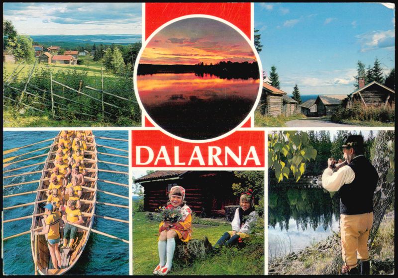 Dalarna Sweden Scenic Collage with Traditional Culture Borlänge