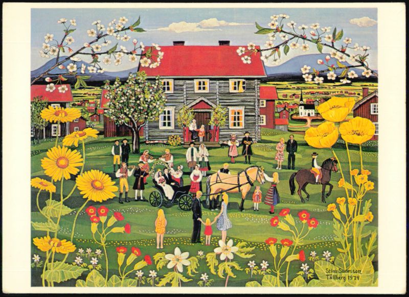 Brudfärden Bridal Procession Painting by Stina Sunesson Tällberg Sweden