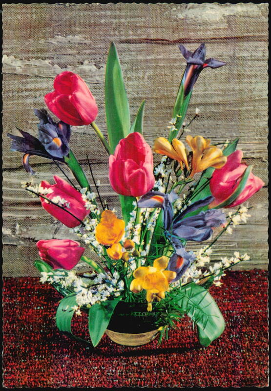 Floral Arrangement with Tulips and Irises Flowers