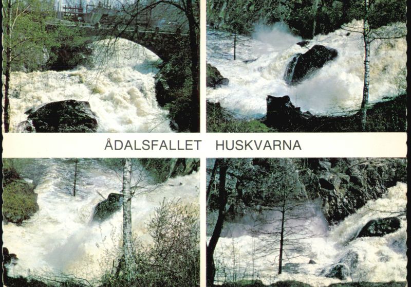 Ådalsfallet Waterfall in Huskvarna, Sweden