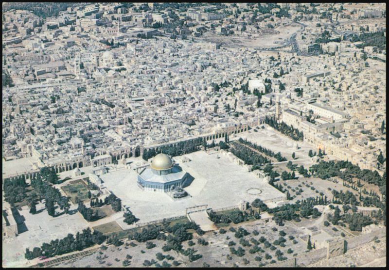 Aerial View of the Old City, Dome of the Rock, Jerusalem Israel