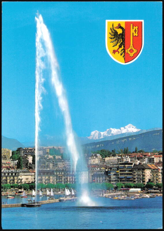 Jet d'Eau Fountain and Mont-Blanc, Geneva, Switzerland