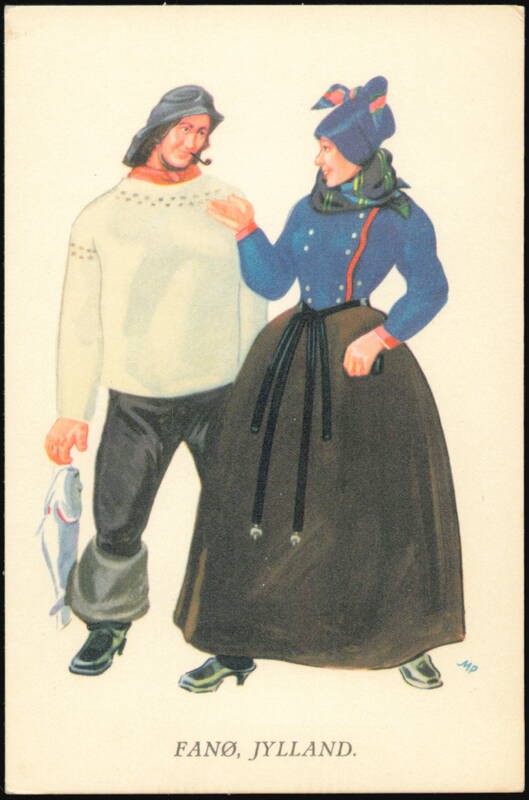 Fanø, Jylland Traditional Danish Couple Illustration Denmark