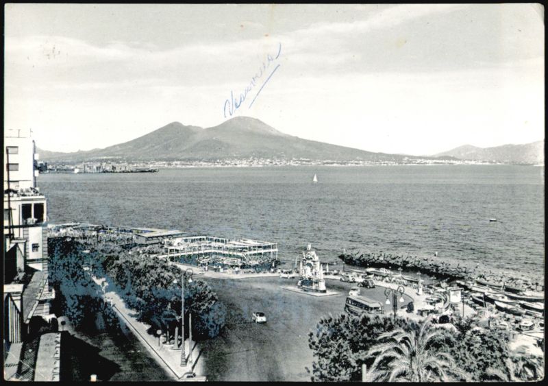 Napoli Mergellina View with Mount Vesuvius Naples Italy