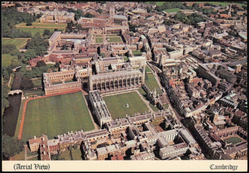 Aerial View of Kings College and University Buildings Cambridge United Kingdom