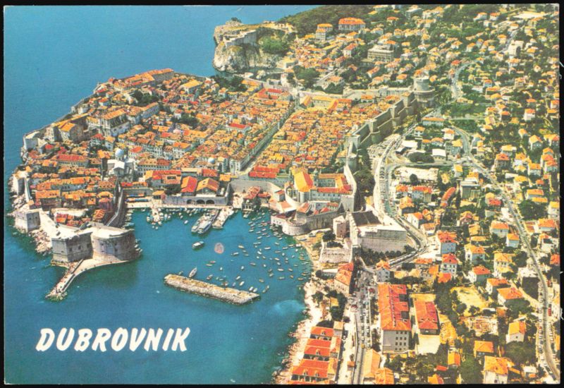 Aerial View of Dubrovnik Old Town and Harbor Croatia