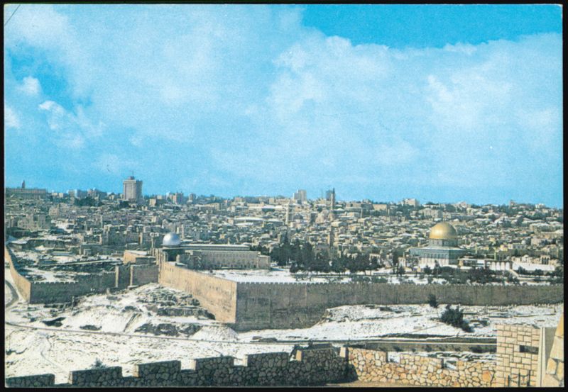 Jerusalem Covered with Snow, Seen from Mt. of Olives Israel