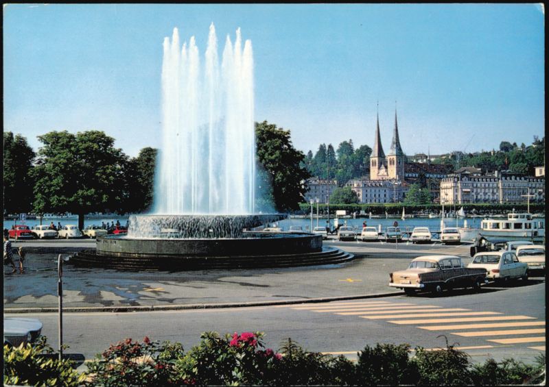 Wagenbach Fountain and Hofkirche, Lucerne, Switzerland
