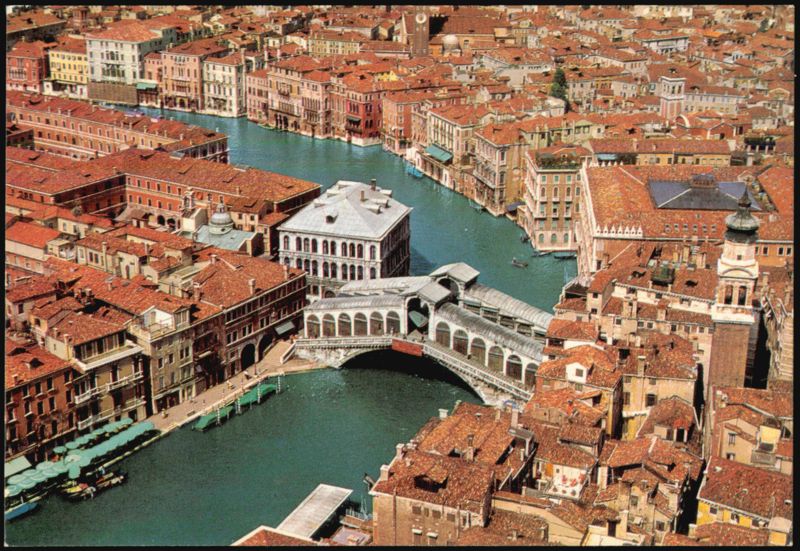 Aerial View of the Grand Canal and Rialto Bridge, Venice Italy