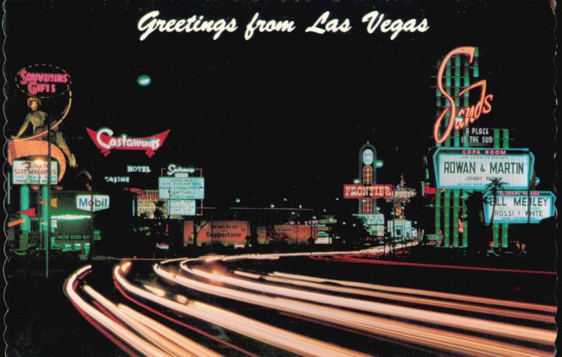 Las Vegas Strip Night View with Sands and Frontier Hotels Nevada