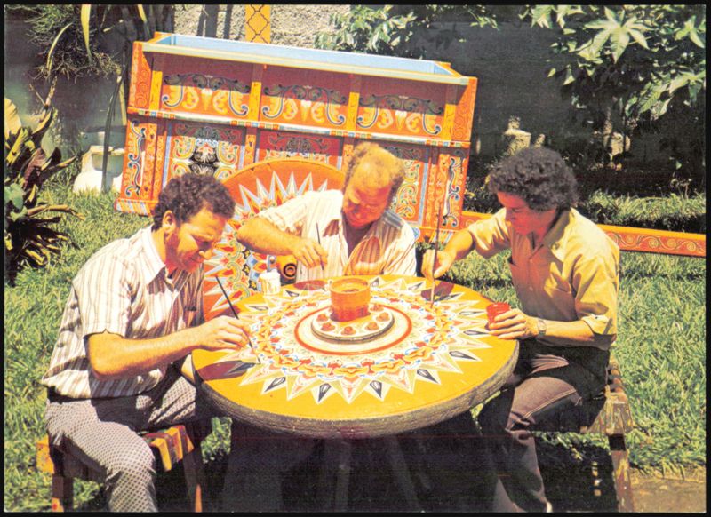 Artisans Decorating an Oxcart Wheel in Sarchí, Costa Rica