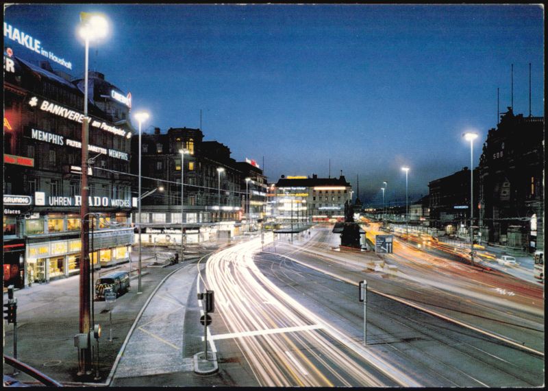 Bahnhofplatz at Night, Zurich, Switzerland