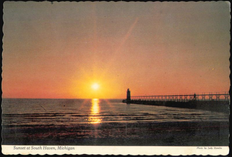 Sunset at South Haven, Michigan Lighthouse and Pier