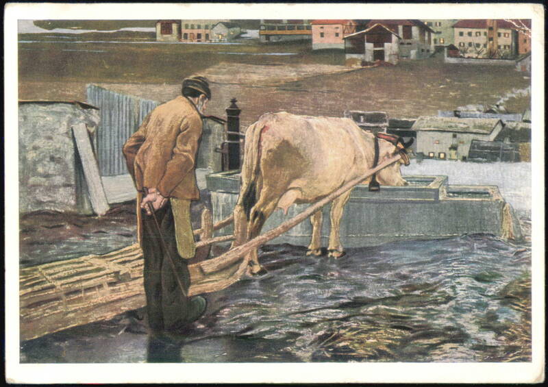 Giovanni Segantini Die Schneeschmelze 1888 Art Cows & Cattle