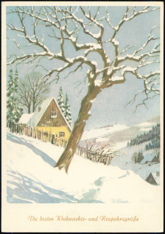 Winter Landscape with House and Snow-Covered Tree Germany