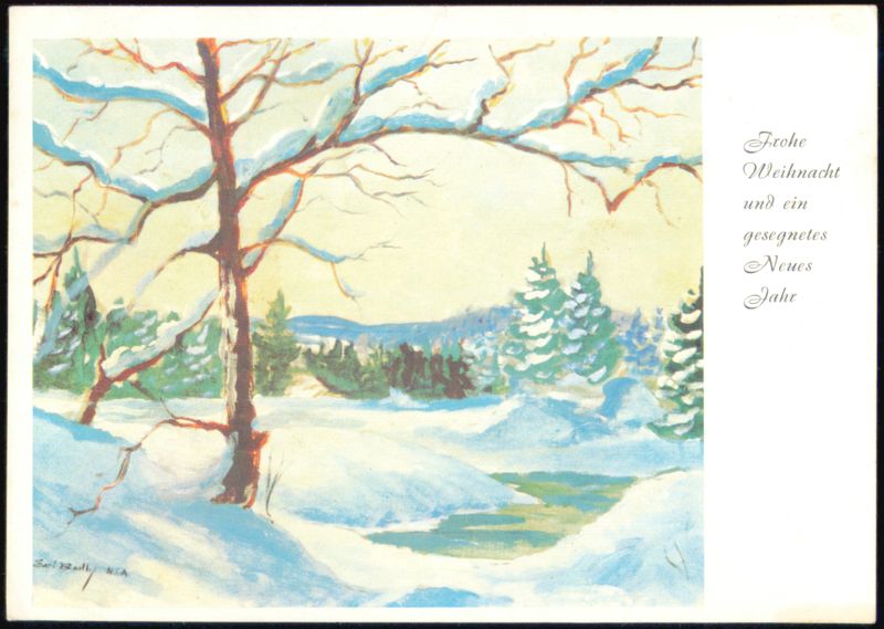 Winter Forest Landscape Painting by E. Bailly Christmas