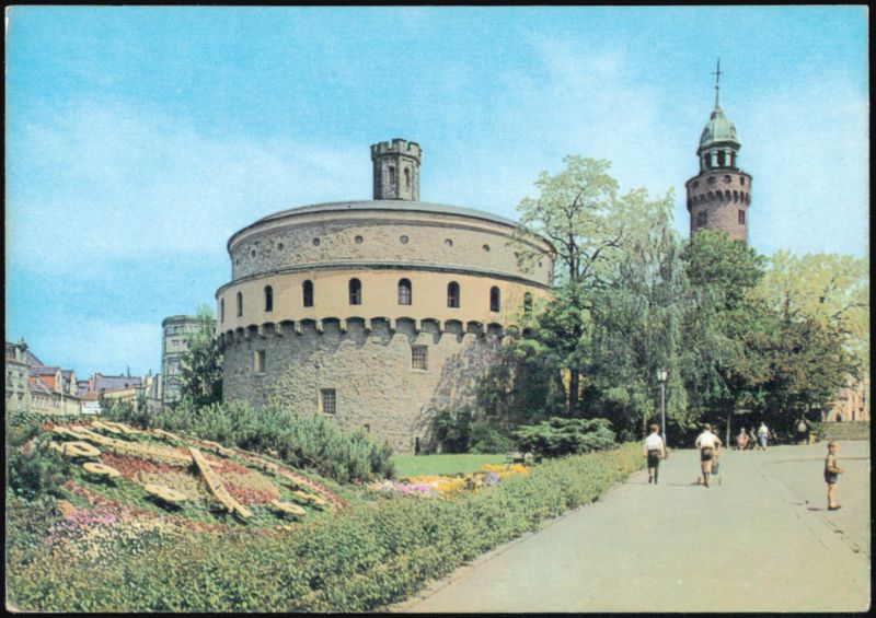 Kaisertrutz Tower and Floral Clock in Görlitz Germany