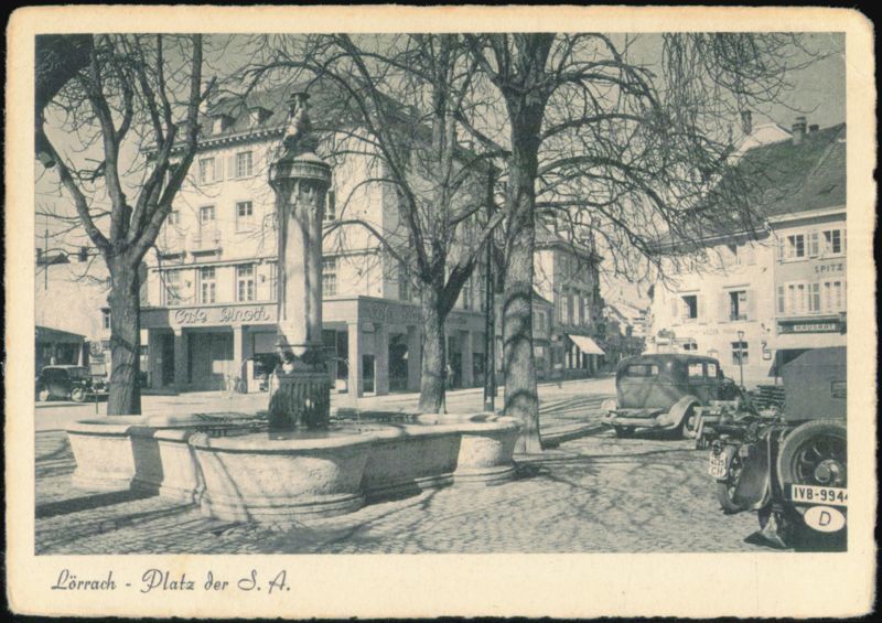 Platz der S.A. Fountain and Cafe, Lörrach Germany