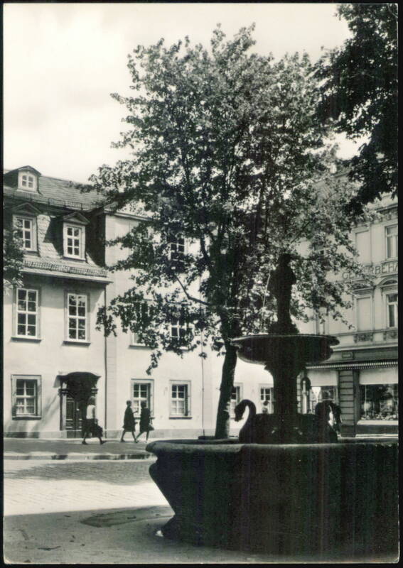 Schillerhaus with Gänsebrunnen Fountain in Weimar Germany