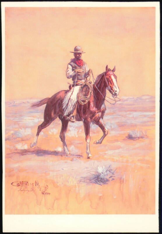 Charles M. Russell Cowboy 1904 Watercolor Painting