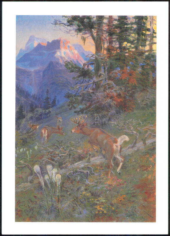 Deer in Forest by Charles M. Russell, 1917 Fort Worth Texas