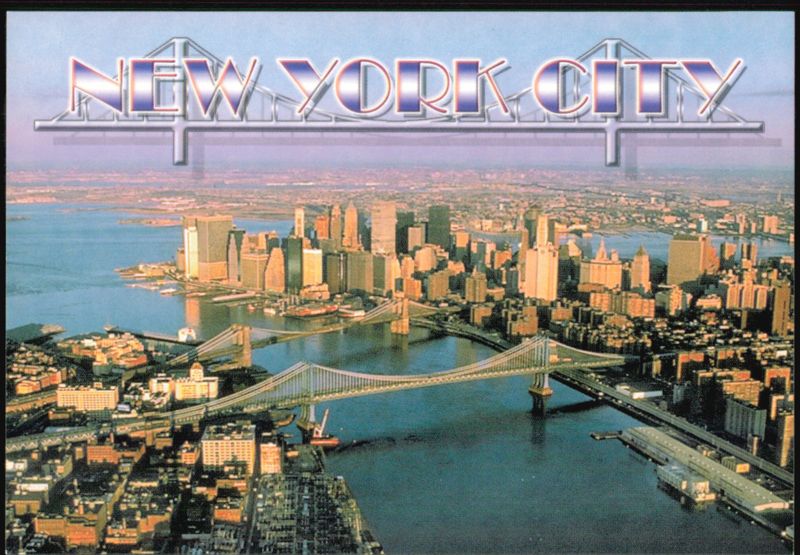 Aerial View of Manhattan and Brooklyn Bridges, New York City