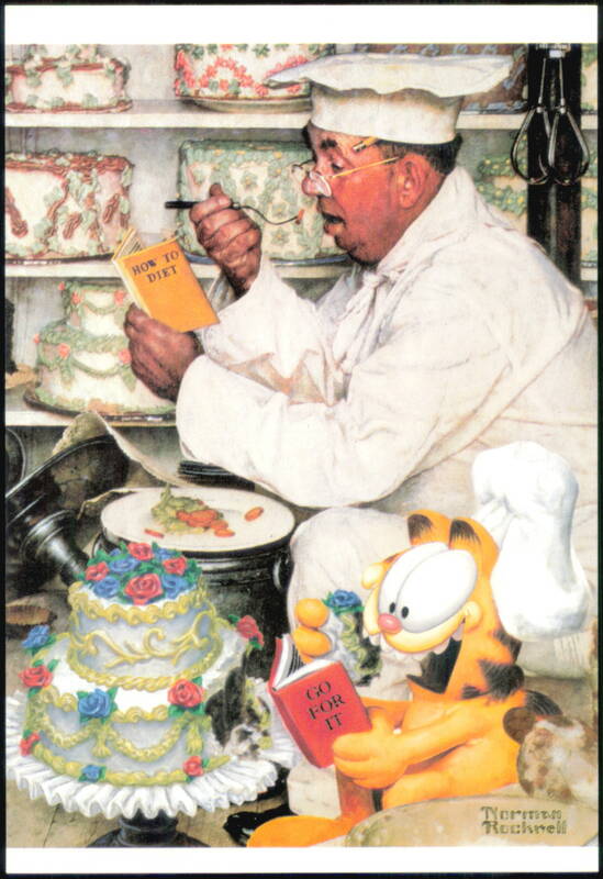 Garfield Visits Norman Rockwell How to Diet Art Cartoons