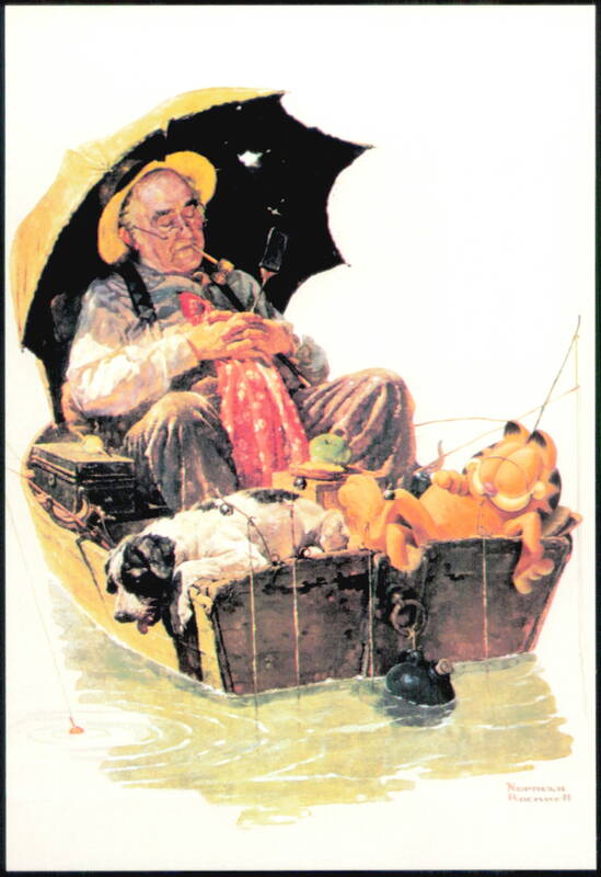 Garfield Visits Norman Rockwell Gone Fishing Art