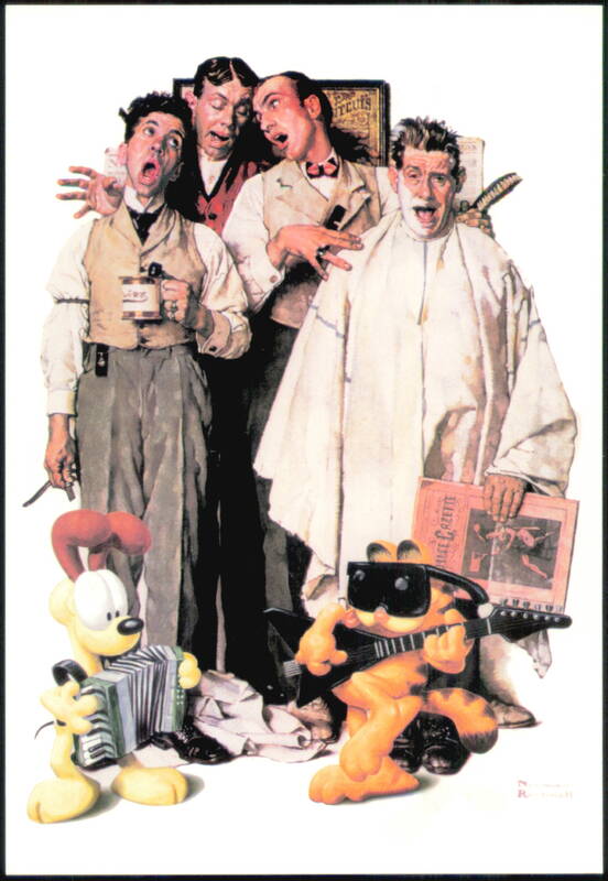 Garfield Visits Norman Rockwell Barbershop Quartet