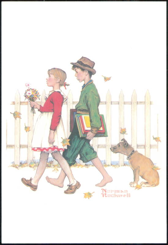 Young Love: A Scholarly Pace by Norman Rockwell Children