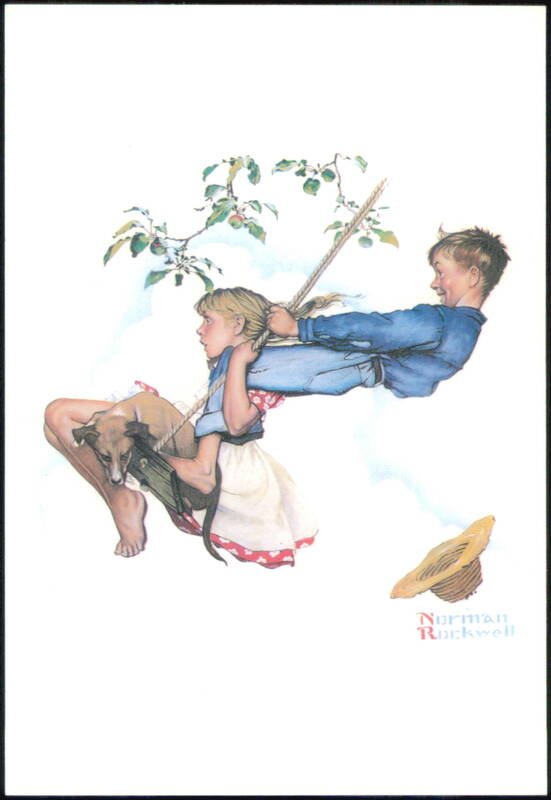 Norman Rockwell Young Love Flying High Illustration